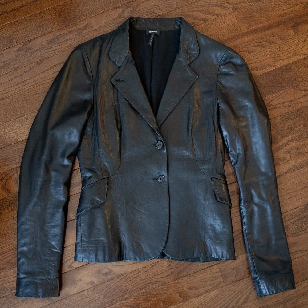JIL SANDER NAVY Nappa Lambskin Leather Jacket